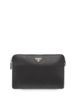 Prada pochette à plaque logo - Noir