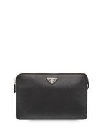 Prada pochette à plaque logo - Noir