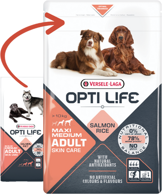 Versele Laga Opti Life skin care adult medium-maxi hondenvoer 12.5 kg