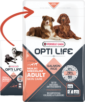 Versele Laga Opti Life skin care adult medium-maxi hondenvoer 12.5 kg