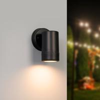 HOFTRONIC™ Otey - LED Wandlamp Zwart - Downlight - GU10 - 2700K warm wit licht - Dimbaar - IP44 waterdicht - Voor binnen & buiten - Wandspot - Polycarbonaat