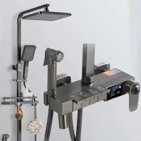 Thermostatische Doucheset - Geborsteld Goud | Messing & ABS | Verstelbare Hoogte | 20 Inch Vierkante Douchekop