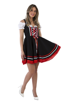 Mini dirndl zwart-rood-wit