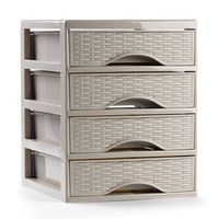 Ladeblokje/bureau organizer met 4x lades - beige - L18 x B21 x H23 cm - plastic - thumbnail