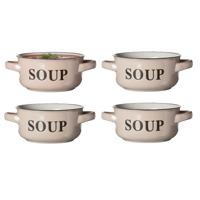 Soepkommen Classic - beige - 8x stuks - 14 x 7 cm - keramiek - soepkommetjes - 470 ml