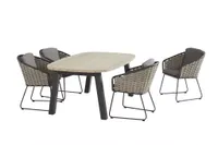 Diningset Derby Ellips + 4 Bo tuinstoelen 4 Seasons Outdoor