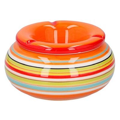 Storm asbak - oranje/multi-kleur - 13 x 7 cm - keramiek - terras/buiten asbak - tuinasbak