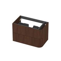 INK - Rechts Afgeronde Onderkast Fineer 2 Laden Softclose Tbv Grepen - 800x450x520 Mm - Shadow Veneer