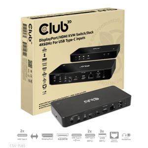 Club 3D DisplayPort/HDMI Dock 4K60Hz dockingstation met KVM-functionaliteit