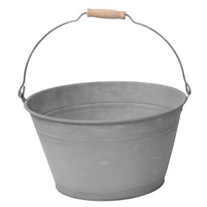 Emmer/plantenpot/bloempot - 1x - zink - grijs - D32 x H18 cm