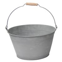 Emmer/plantenpot/bloempot - 1x - zink - grijs - D32 x H18 cm