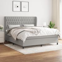 Boxspring met matras stof lichtgrijs 180x200 cm