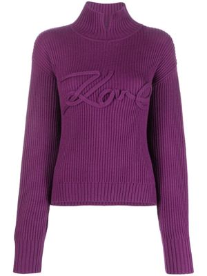 Karl Lagerfeld pull en maille à logo appliqué - Violet