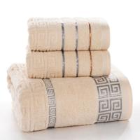 3 STKS Plaid katoen handdoek Badset (kaki)