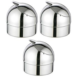 Klep asbak - 3x - zilver - metaal - 9 cm - terrasasbak - stormasbak