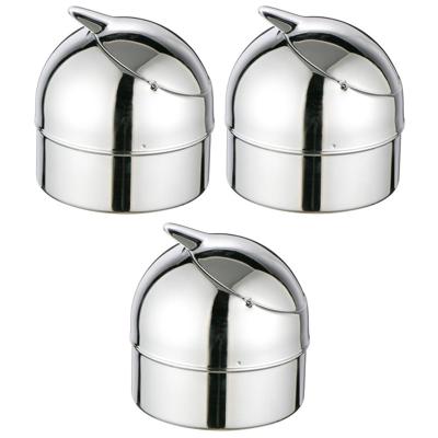 Klep asbak - 3x - zilver - metaal - 9 cm - terrasasbak - stormasbak