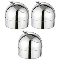 Klep asbak - 3x - zilver - metaal - 9 cm - terrasasbak - stormasbak