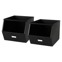 Stapelbare opbergmand Open Metal Box - 2x - L23 x B32 x H21 cm - metaal - zwart Stapelbare opbergmand Open Metal Box - 2x - L23 x B32 x H21 cm - metaal - zwart