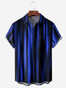 Striped Chest Pocket Short Sleeve Casual Shirt