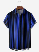 Striped Chest Pocket Short Sleeve Casual Shirt - thumbnail