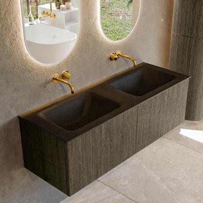 Badmeubel Mondiaz Kurve | 130 cm | Meubelkleur Shadow | Wastafelkleur Urban | Solid surface | Wasbak beiden zijden spoelbak | Zonder kraangat(en) Badmeubel Mondiaz Kurve | 130 cm | Meubelkleur Shadow | Wastafelkleur Urban | Solid surface | Wasbak beiden zijden spoelbak | Zonder kraangat(en)