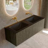 Badmeubel Mondiaz Kurve | 130 cm | Meubelkleur Shadow | Wastafelkleur Urban | Solid surface | Wasbak beiden zijden spoelbak | Zonder kraangat(en)