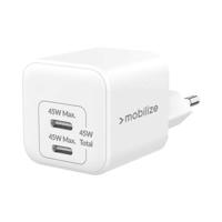 Mobilize Wall Charger 2x USB-C GaN 45W with PD/PPS White