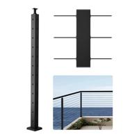 VEVOR Kabelleuningpaal 106,6 x 4,98 x 4,98 cm Leuningpaal L-gaten Zwart
