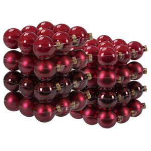 72x stuks glazen kerstballen rood/donkerrood 4 en 6 cm mat/glans