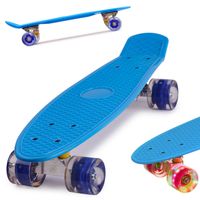 Blauwe skateboard penny board voor kinderen met ledverlichting 22.5 inch / 56cm - thumbnail
