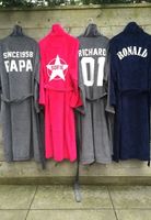 Badjas met rugprint / badjas met naam-rood-l/xl