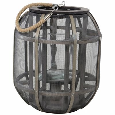 Houten Lantaarn/windlicht Lock 25 X 29 Cm - Windlichten Houten Lantaarn/windlicht Lock 25 X 29 Cm - Windlichten