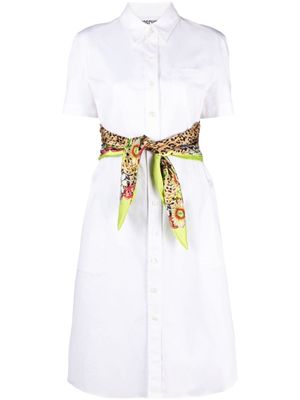 Moschino robe-chemise mi-longue à taille nouée - Blanc