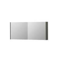 INK SPK1 Spiegelkast - 140x14x60cm - 2 deuren - dubbelzijdige Spiegel - schakelaar en stopcontact - MDF lak Mat beton groen 1110775