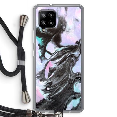 Pastel zwart: Samsung Galaxy A42 5G Transparant Hoesje met koord