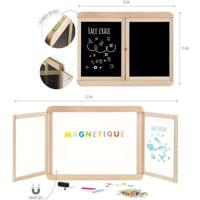 Magnetisch drieluik wandbord - JEUJURA - Magnetische centrale leisteen, 2 panelen, wit en krijtzijde