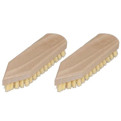 Buemag Schrobborstel - Set van 2x stuks - hout - met spitse neus - naturel - Schoonmaak artikelen