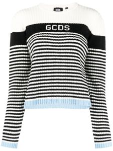 GCDS pull rayé à logo en jacquard - Blanc