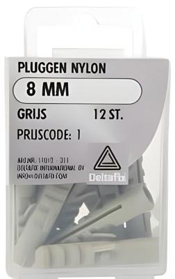 Pluggen 8mm nylon grs 12st - Deltafix