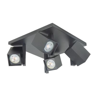 Highlight Vierkante opbouwspotOslo zwart 4-lichts - S7309.01