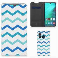 Samsung Galaxy A40 Hoesje met Magneet Zigzag Blauw - thumbnail