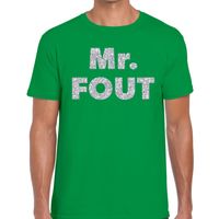 Mr. Fout zilveren glitter tekst t-shirt groen heren - thumbnail