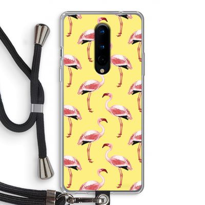 Flamingo's geel: OnePlus 8 Transparant Hoesje met koord