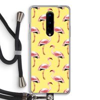 Flamingo's geel: OnePlus 8 Transparant Hoesje met koord