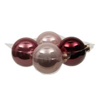 Othmar grote kerstballen - 4x st - roze tinten - 10 cm - glas - Kerstbal - thumbnail