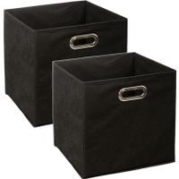 Set van 4x stuks opbergmand/kastmand 29 liter zwart linnen 31 x 31 x 31 cm - thumbnail