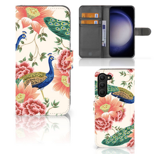 Telefoonhoesje met Pasjes voor Samsung Galaxy S23 Plus Pink Peacock