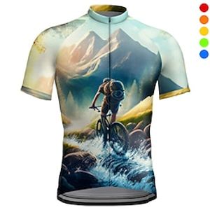 Voor heren Wielrenshirt Korte mouw Fietsen Shirt Kleding Bovenlichaam met 3 achterzakken Bergracen Wegwielrennen Ademend Sneldrogend Vochtregelerend Reflecterende strips Geel Blauw Donkergroen Lightinthebox