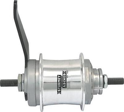 Sturmey archer versnellingsnaaf "duomatic kick-shift" two-speed hub silver st.a with back pedal 36 hole