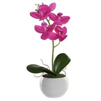 Items Orchidee bloemen kunstplant in witte bloempot - fuchsia roze bloemen - H29 cm   -